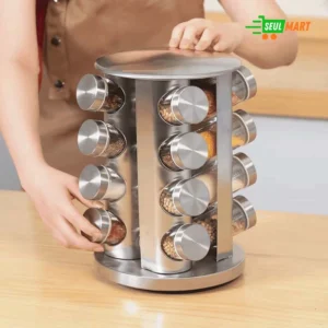 Multi-Layer Rotating Seasoning Rack with Jars